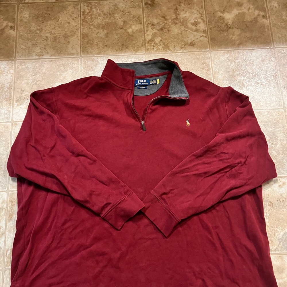 Ralph Lauren Men's Burgundy Quarter-Zip Sweatshirt